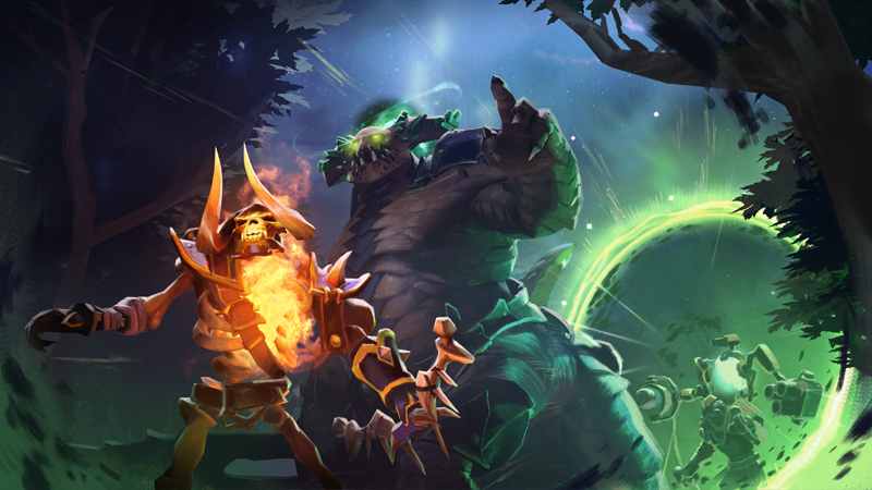 Official Dota 2 artwork deplicting Clinkz and Underlord.