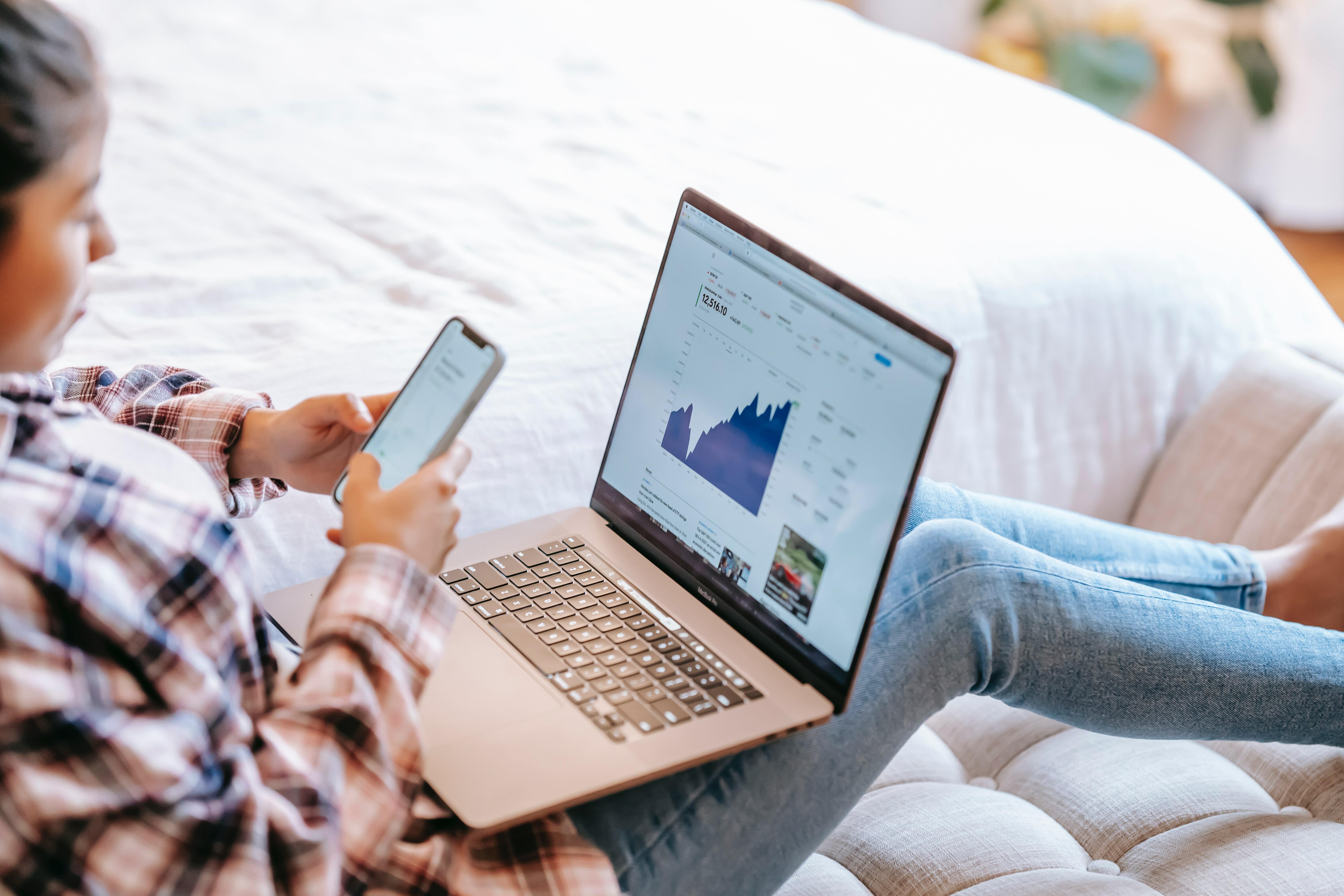 Stock graph on laptop