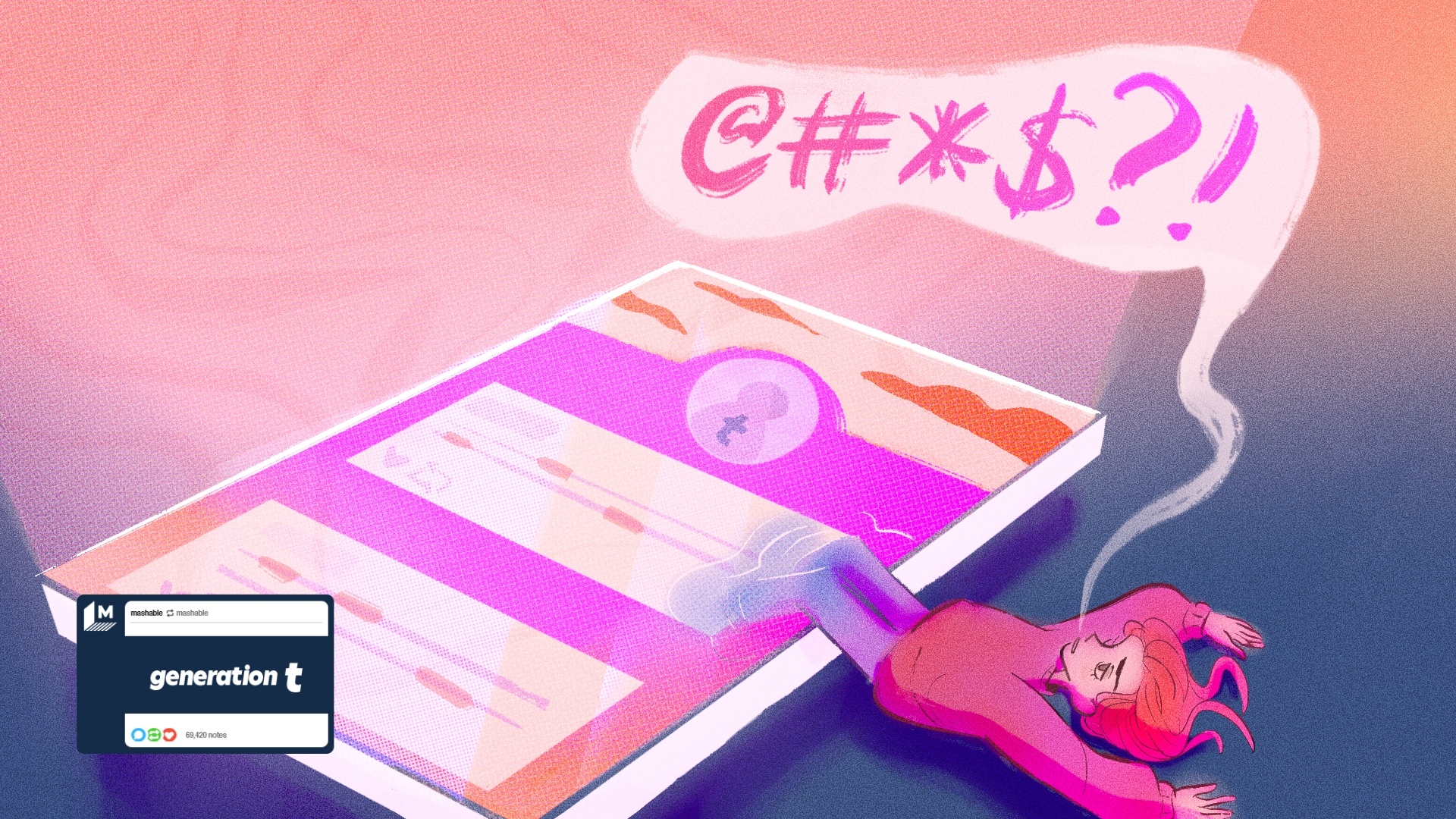 Illustration of a phone with a text bubble showing alternate symbols for swear words, like $, *, and !
