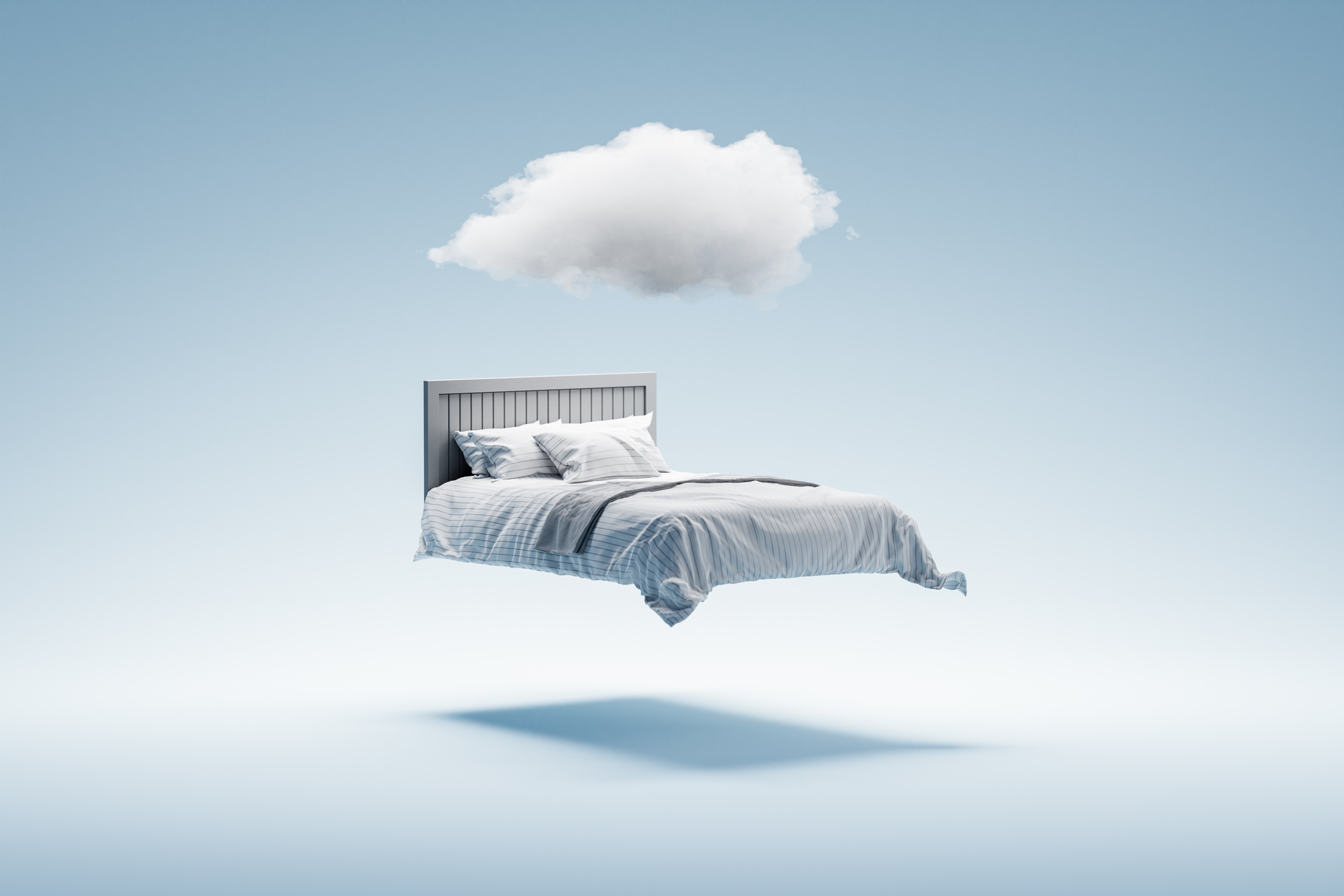 A bed floating