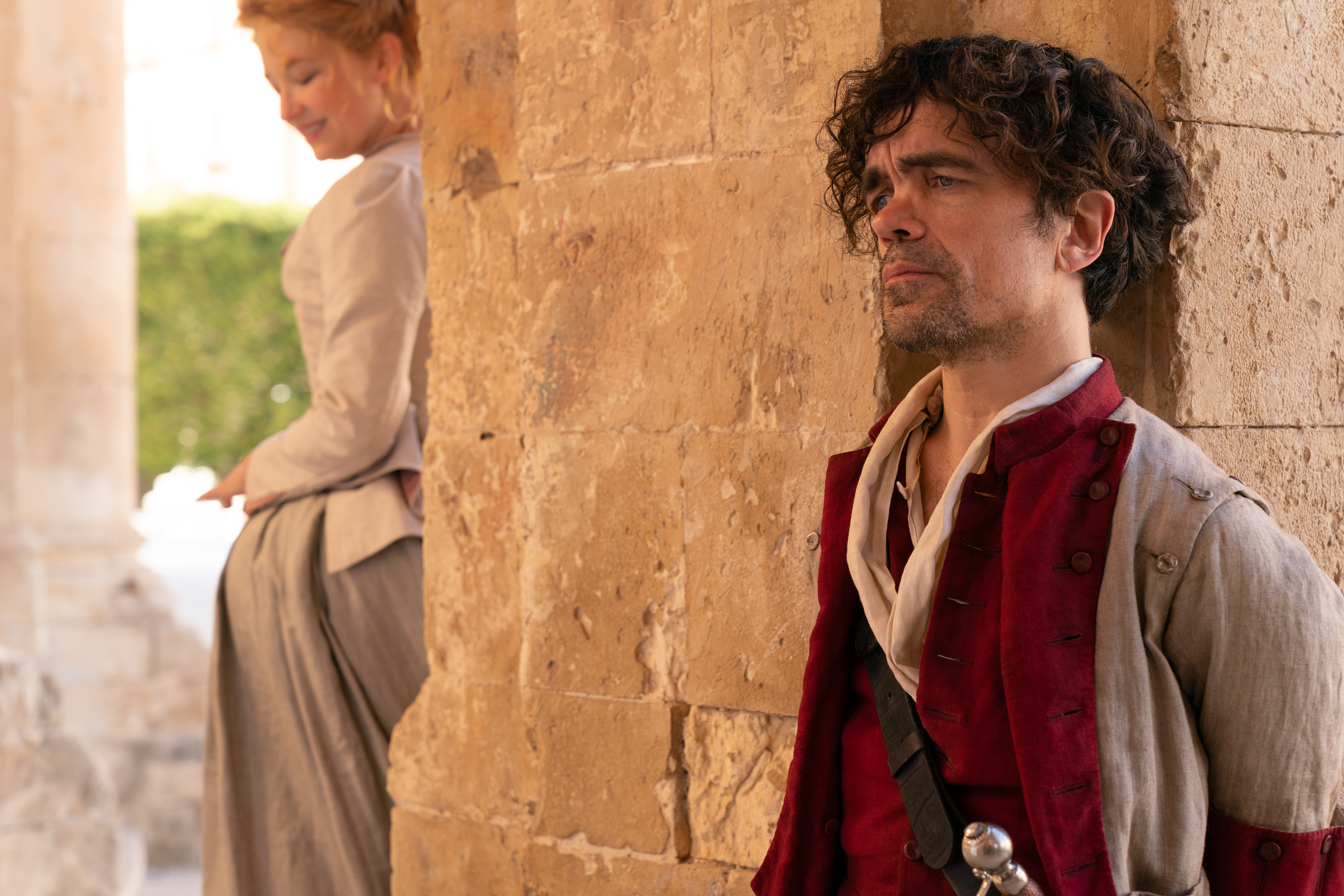 Haley Bennett and Peter Dinklage sing together in Joe Wright’s 'Cyrano.'