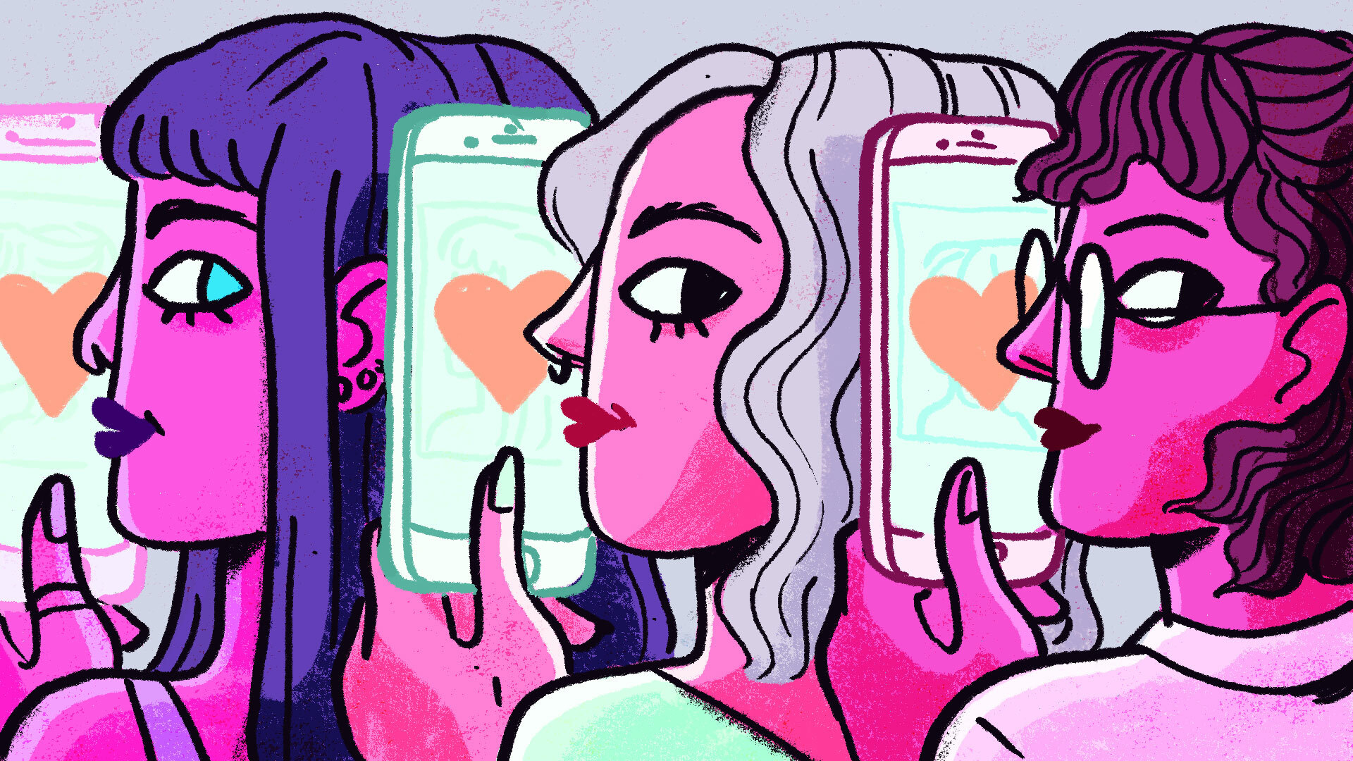 Drawing of three women on Instagram.