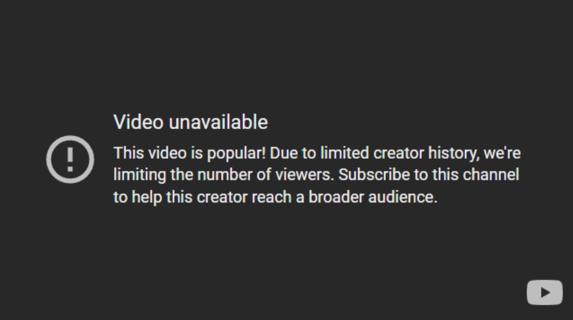 YouTube limited creator history warning