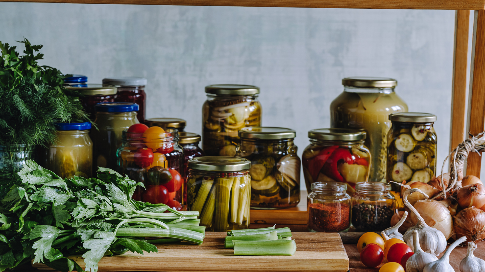 veggies in jars and storage