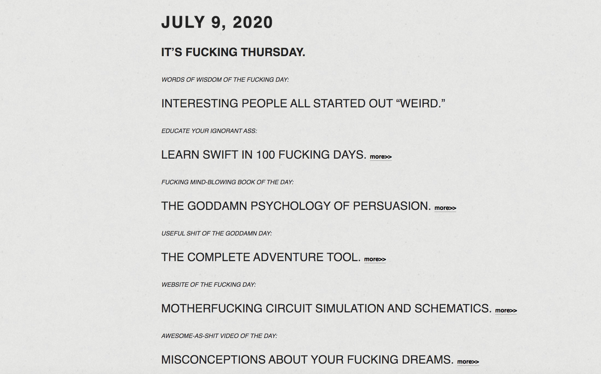 screenshot of fucking homepage