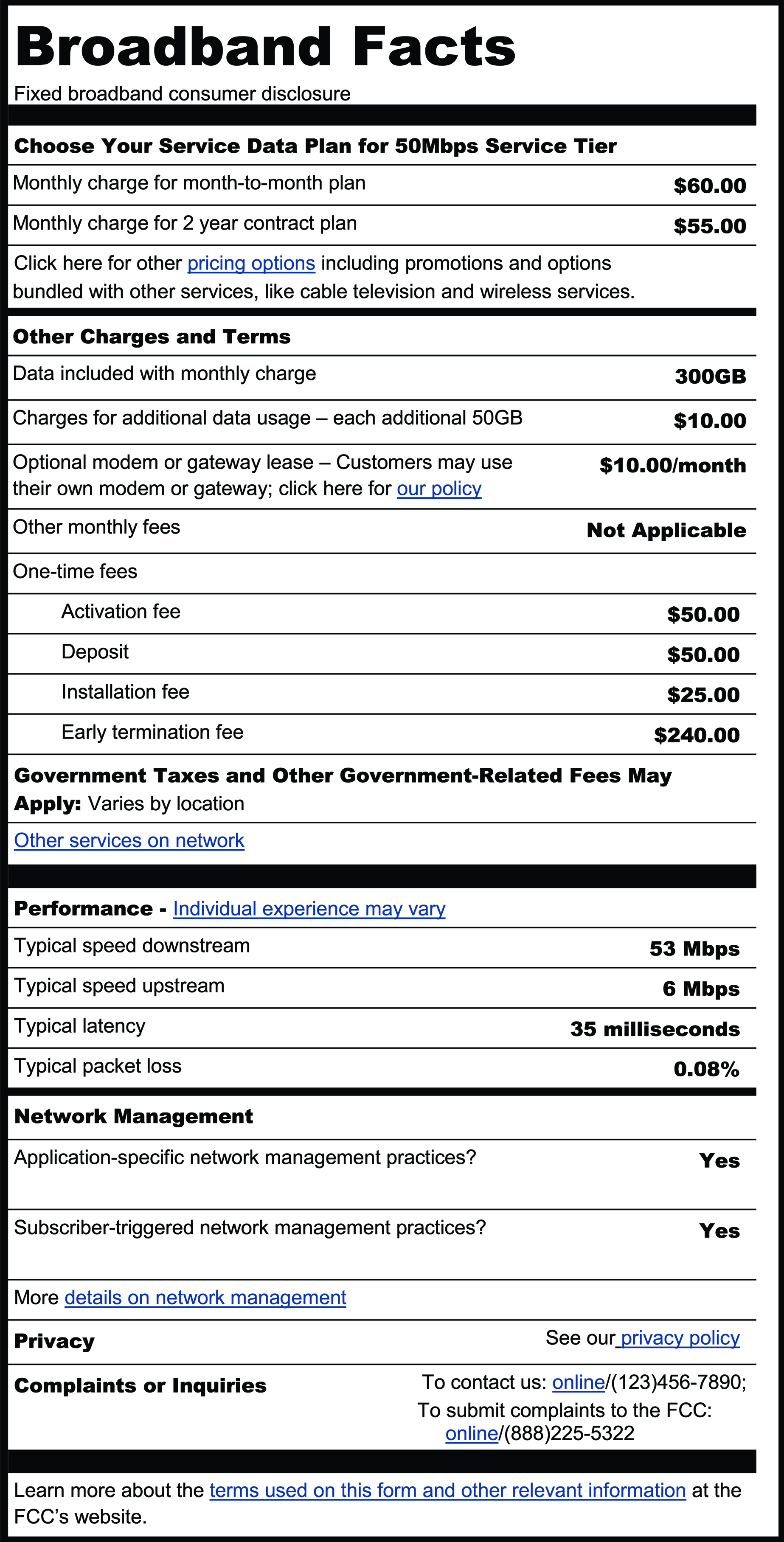 FCC internet label sample