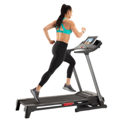 woman running on proform cadence folding treadmill