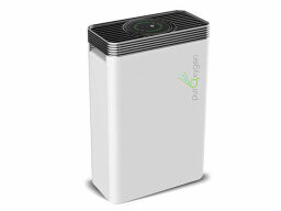 Rectangular white air purifier with black top