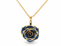 Blue and gold rose necklace