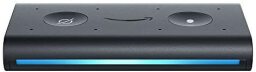 Black cassette-shaped device with blue stripe