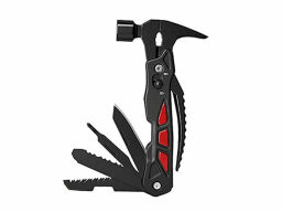 Black hammer with extensions of tools heads at bottom