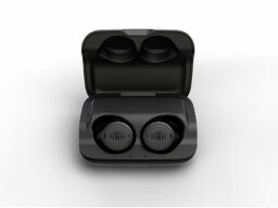 Black earbuds in case