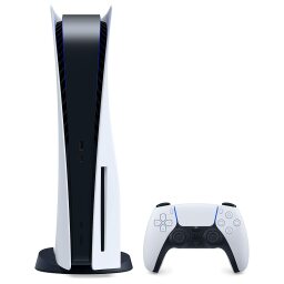 a playstation 5 next to a dualsense wireless controller