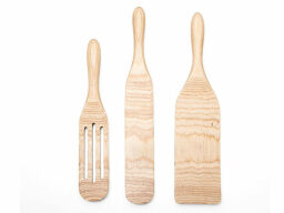 Three wooden cooking utensils
