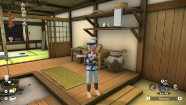 A Pokémon trainer with her shoes off.