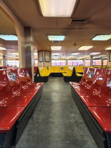 The same image showing the ferry now empty.