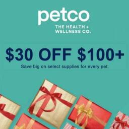Petco $30 off $100+ graphic