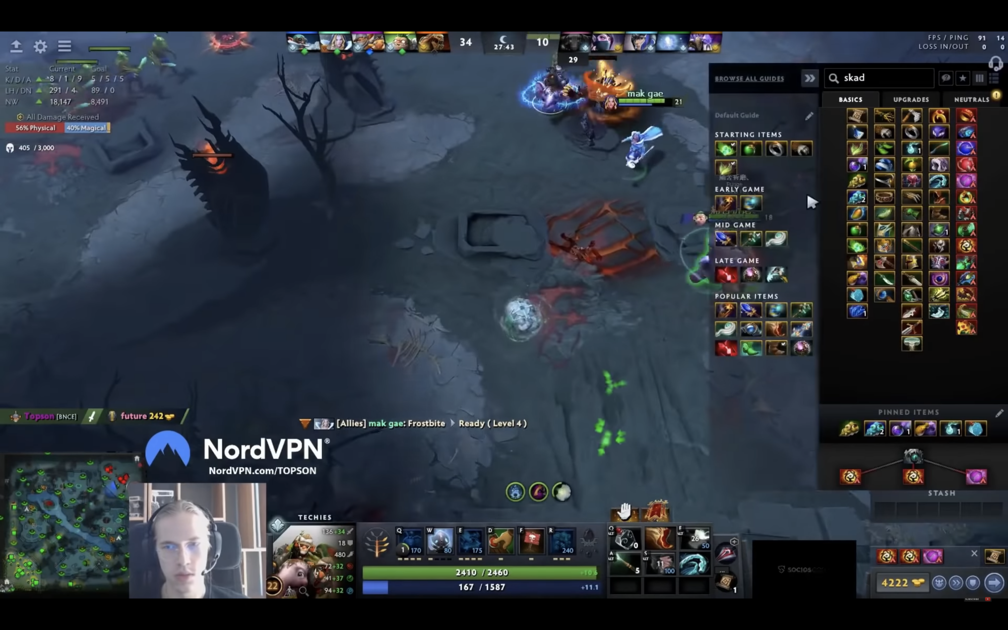 A screenshot of a Dota 2 Twitch stream by Topson.