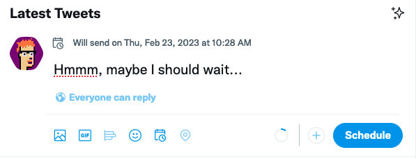 Screenshot of Twitter's schedule tweet feature.