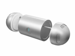 Silver cylindrical shoe deodorizer with two semi-spheres on each end