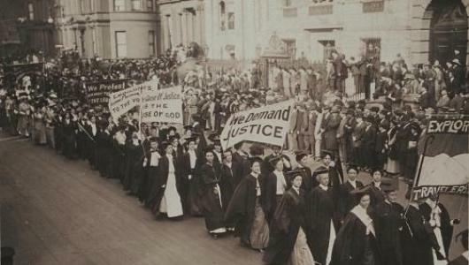 image of a suffragette march