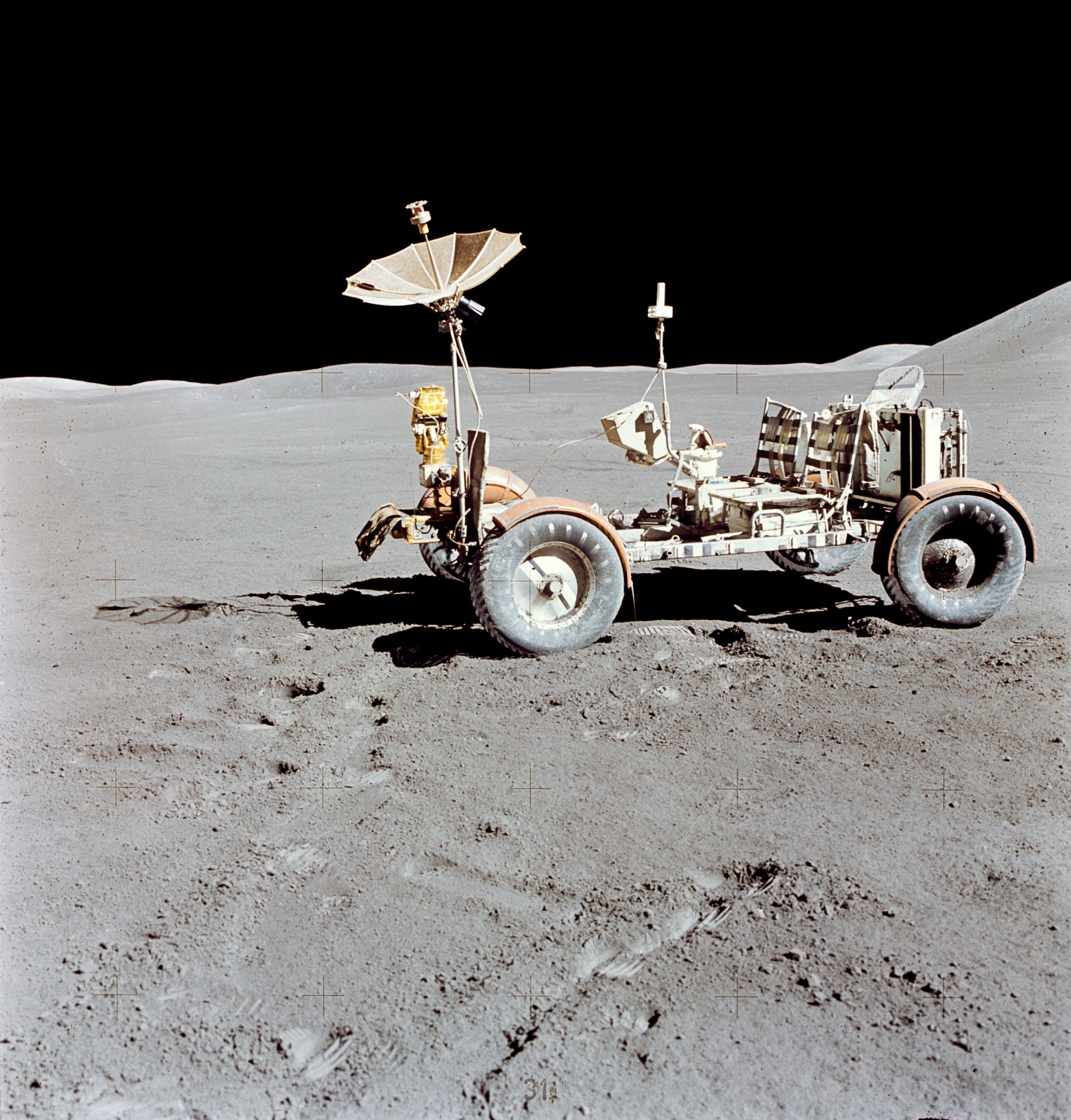 the lunar roving vehicle on the moon
