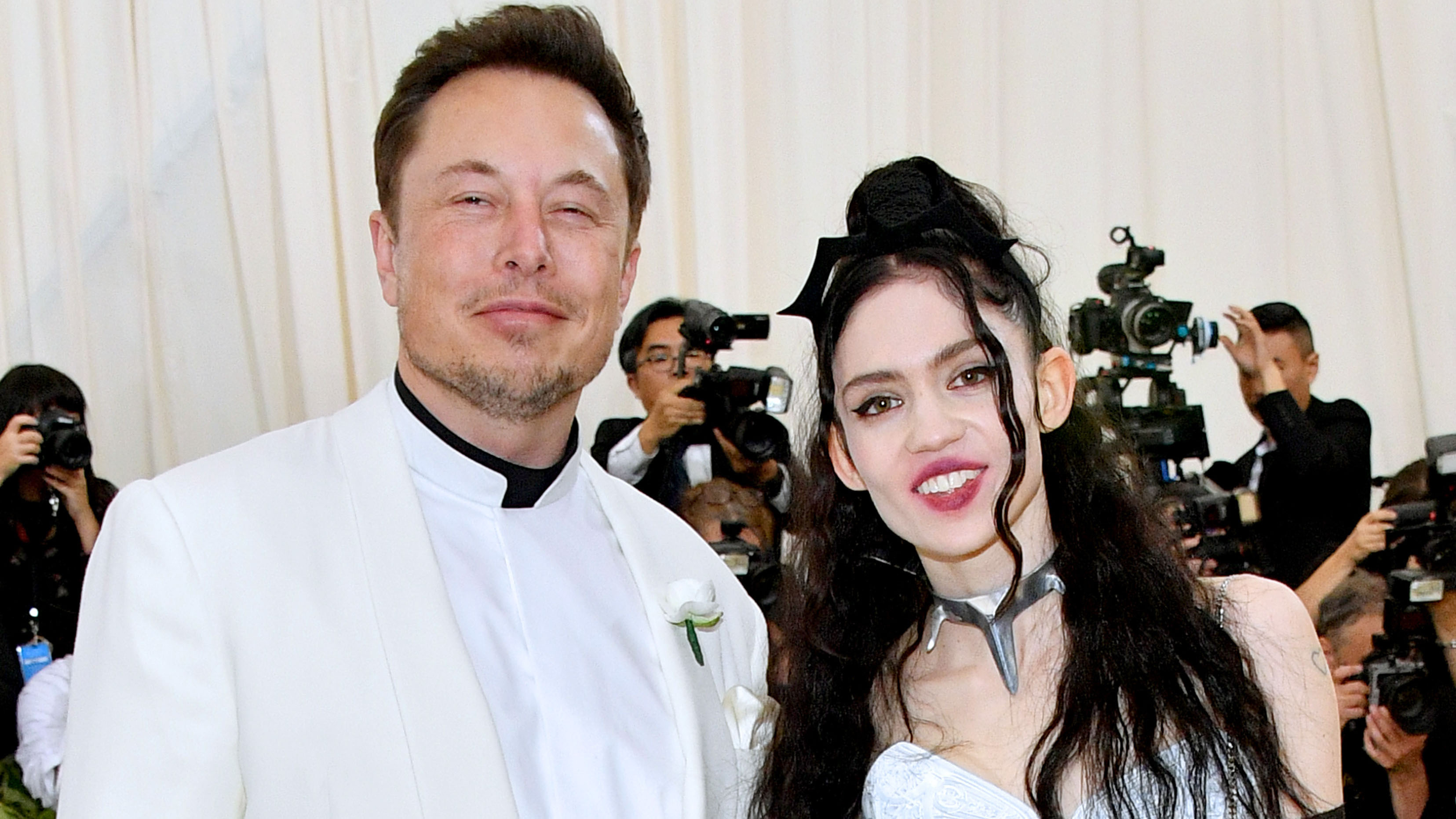 A photo of Tesla CEO Elon Musk and singer Grimes at the Met Gala. 