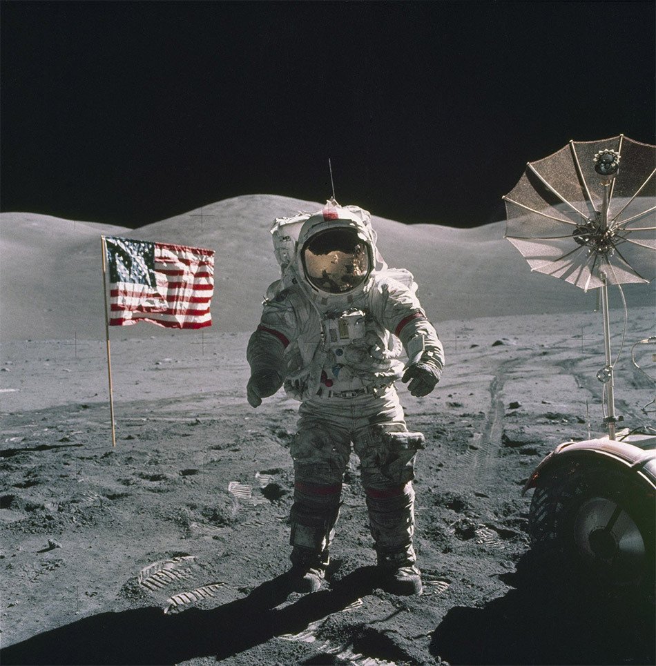 an astronaut standing on the moon