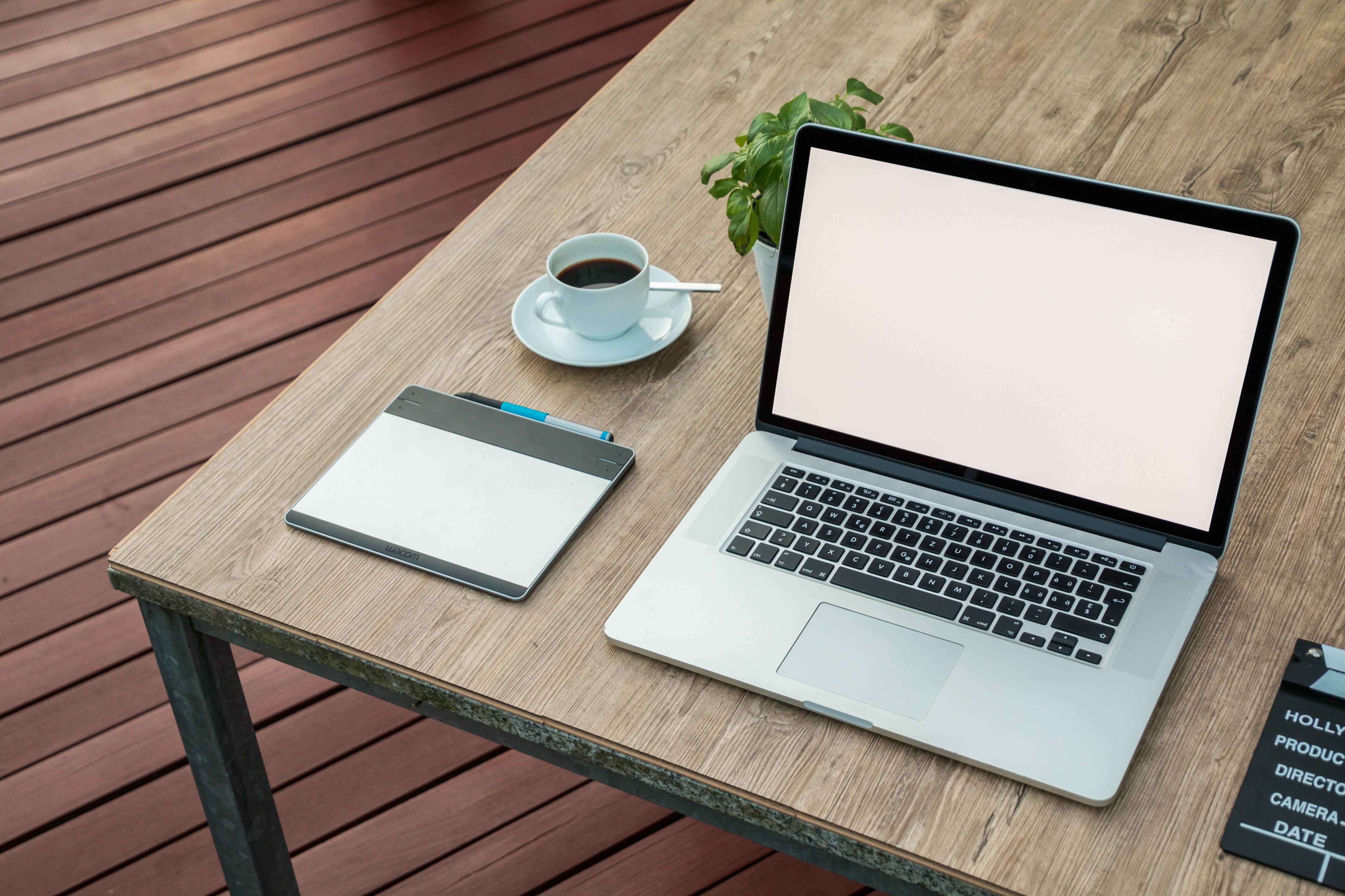 Laptop on table