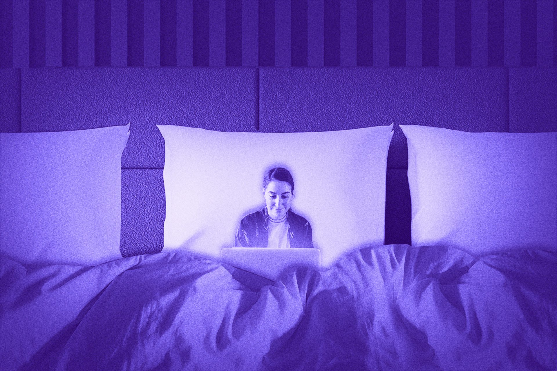 Illustration of person sitting in bed