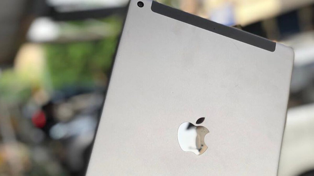 Back of an iPad with apple logo