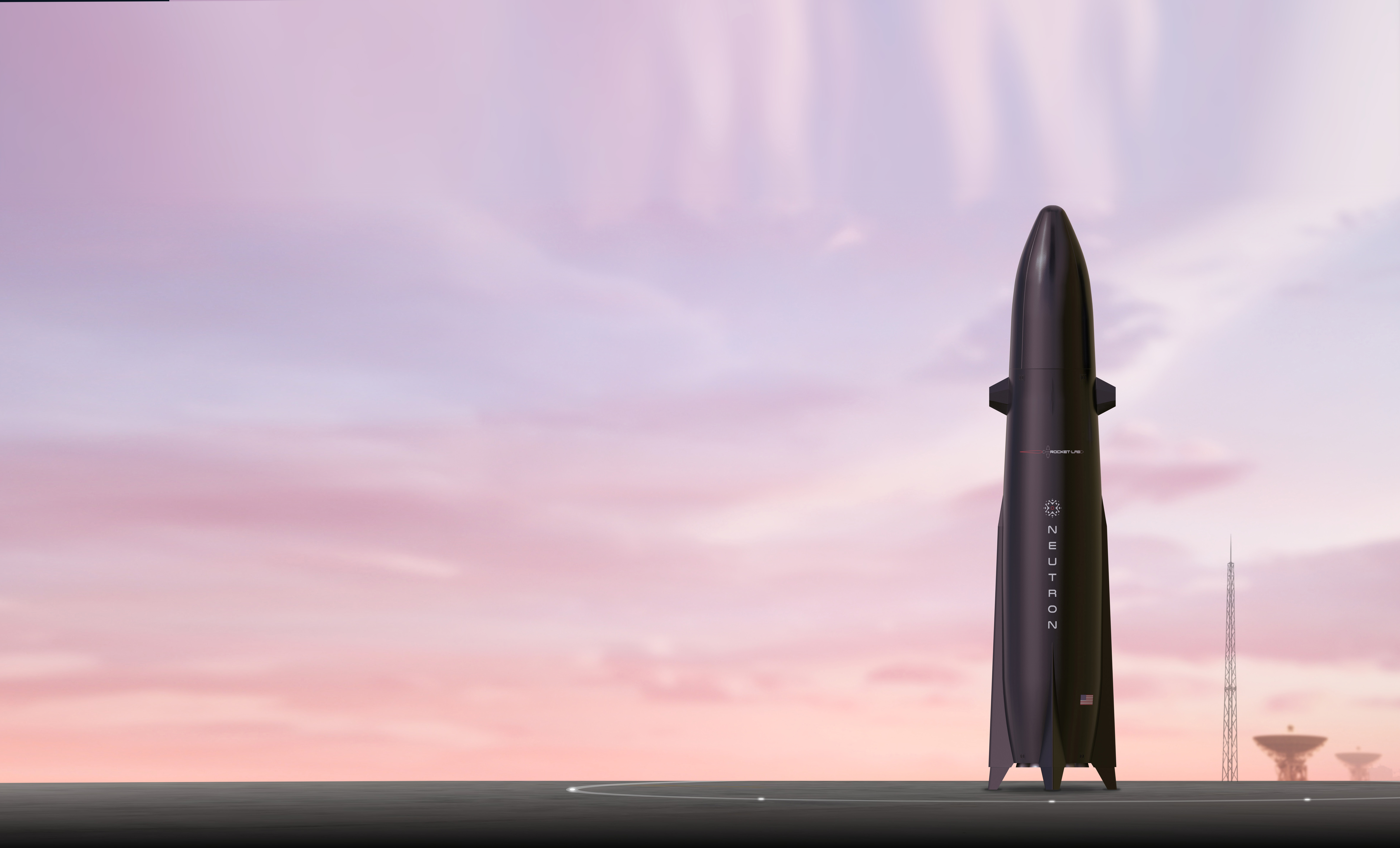 Neutron rocket standing on launchpad