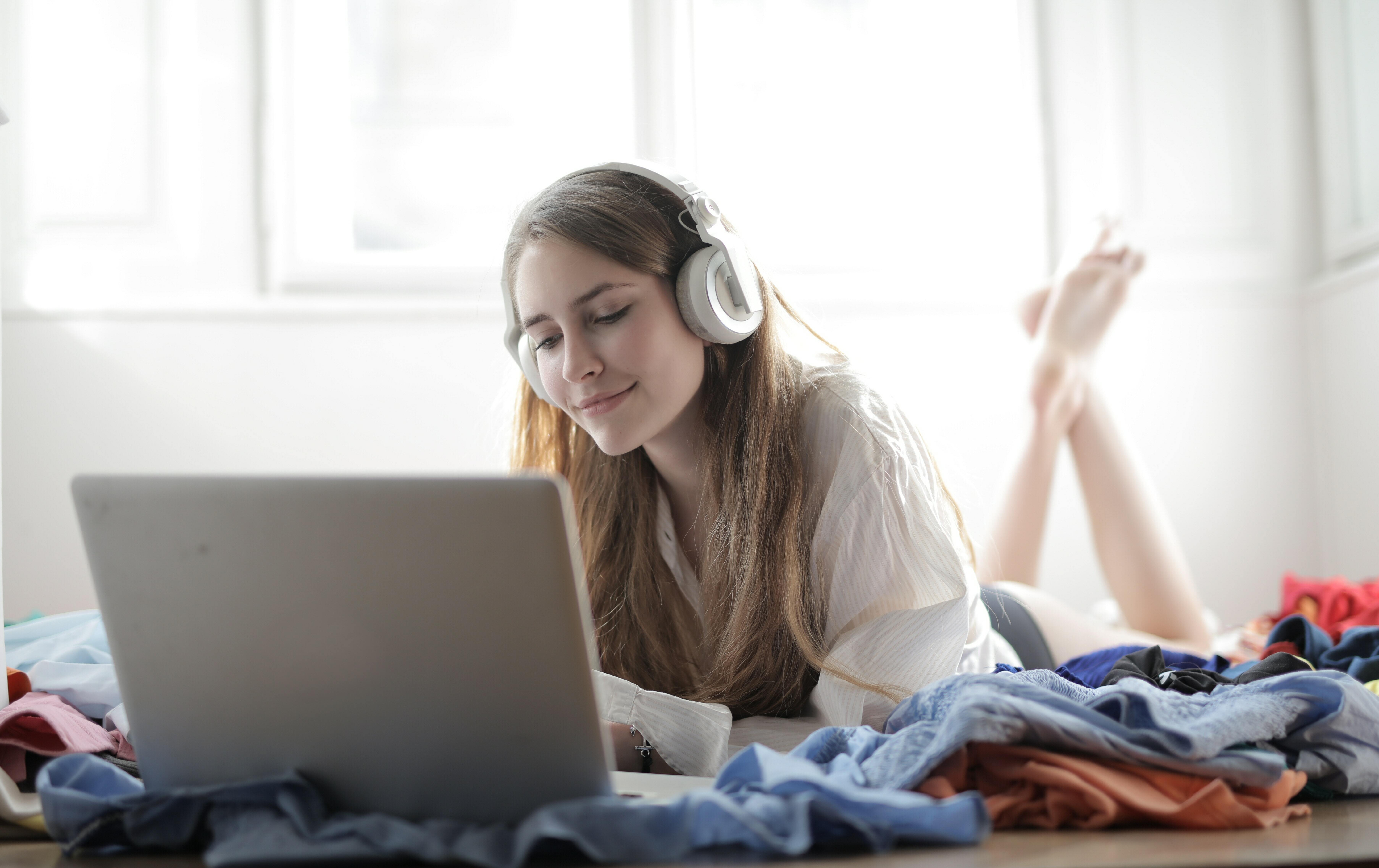 Girl looking at laptop