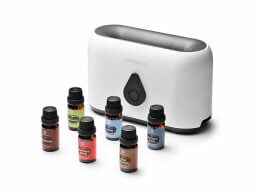 White scent diffuser with six essential oil bottles