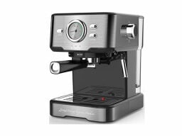 Black and silver coffee machine