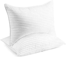 Two stacked white pillows