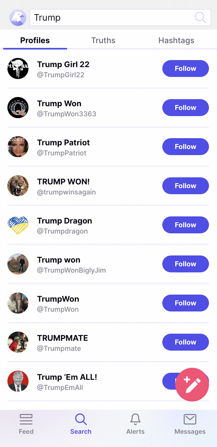 Truth Social "Trump Search Query