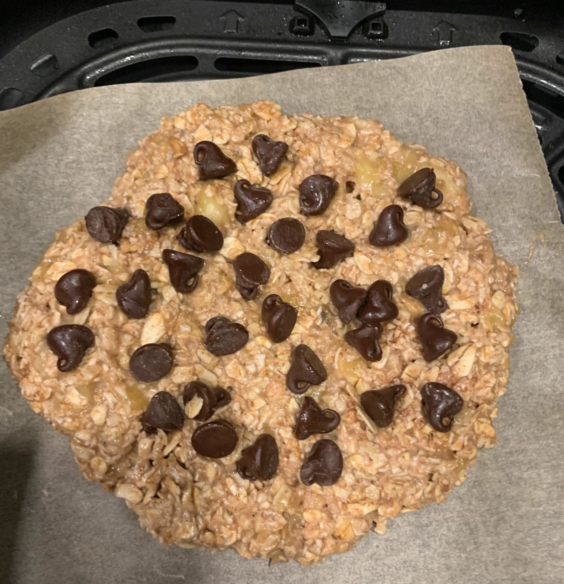 uncooked cookie in air fryer