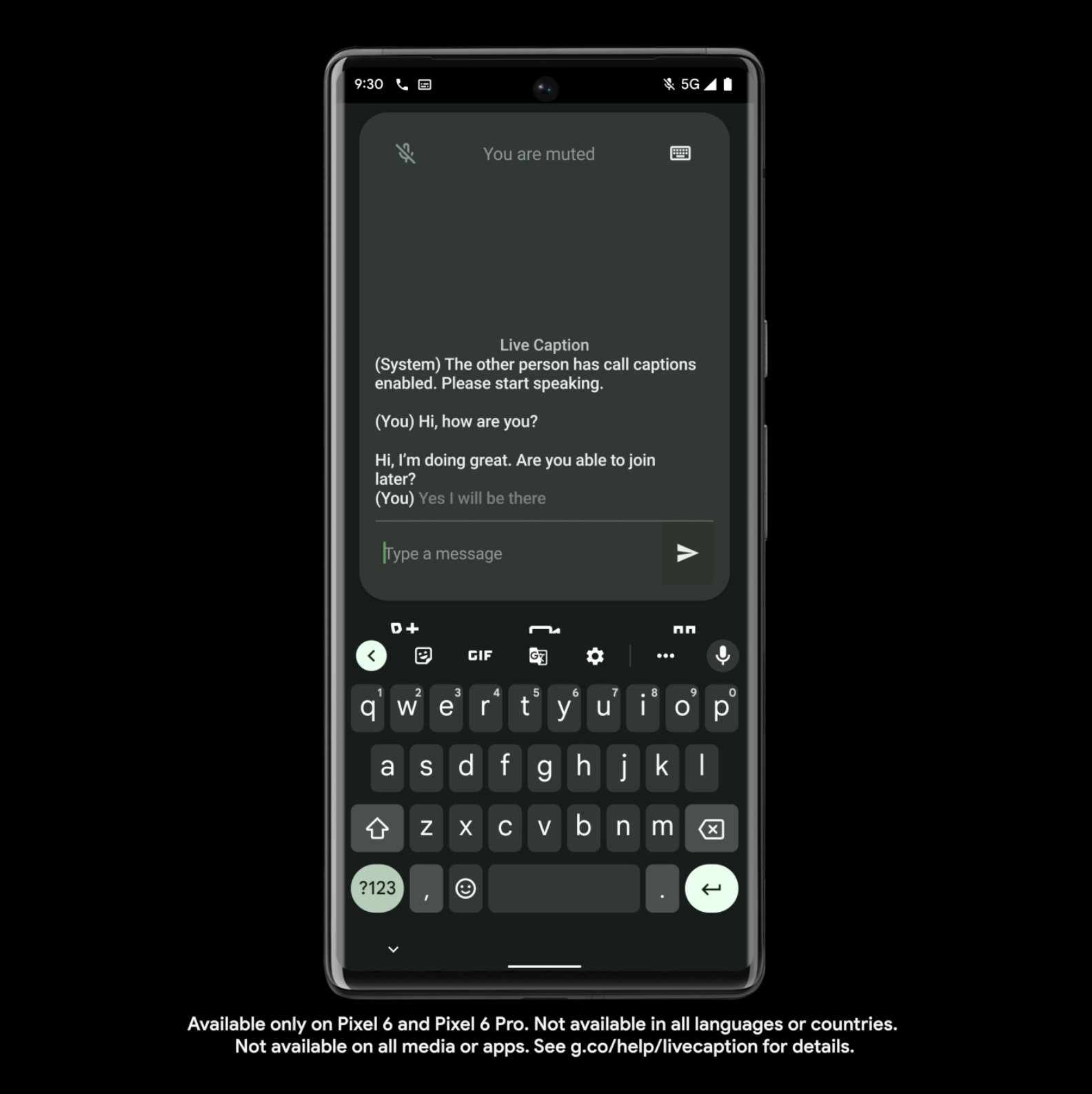 A Google Pixel call screen showing live Text to Speech. 