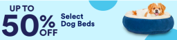 50% off dog beds graphic