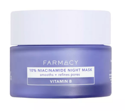 overnight cream mask in purple bottle