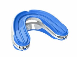 Blue and white mouthguard