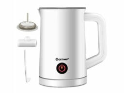 White electric kettle with red power button