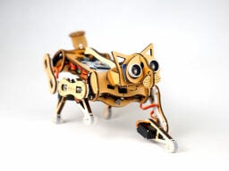 Wooden robotic cat