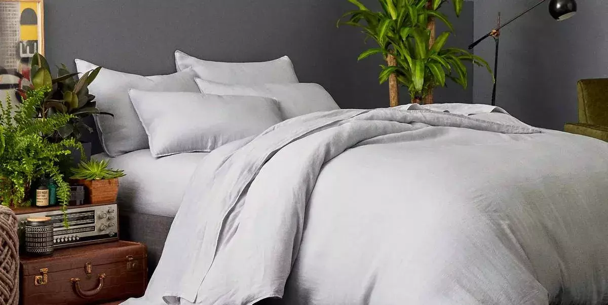Fluffy gray bedding 