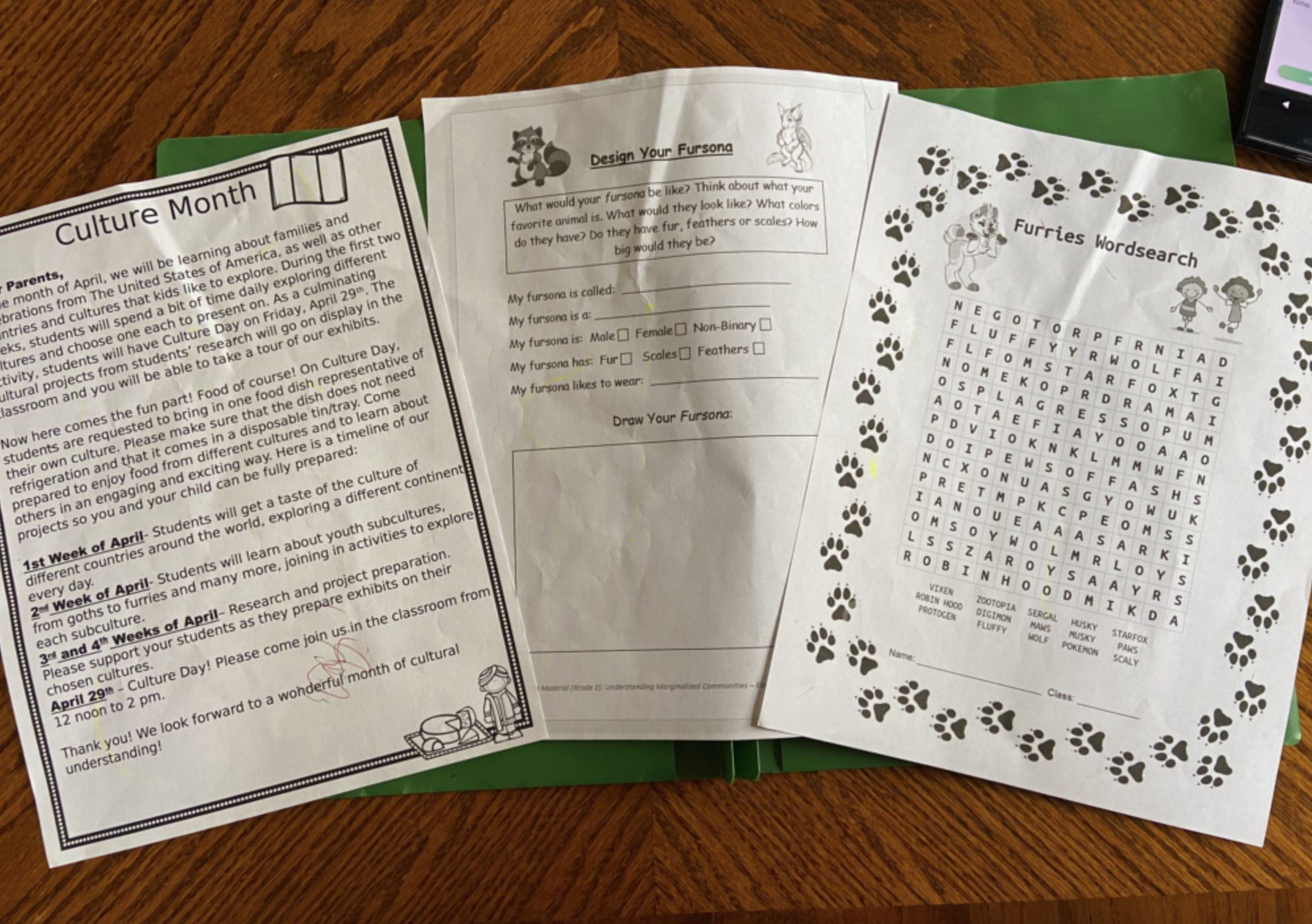 A spread of the troll's worksheets