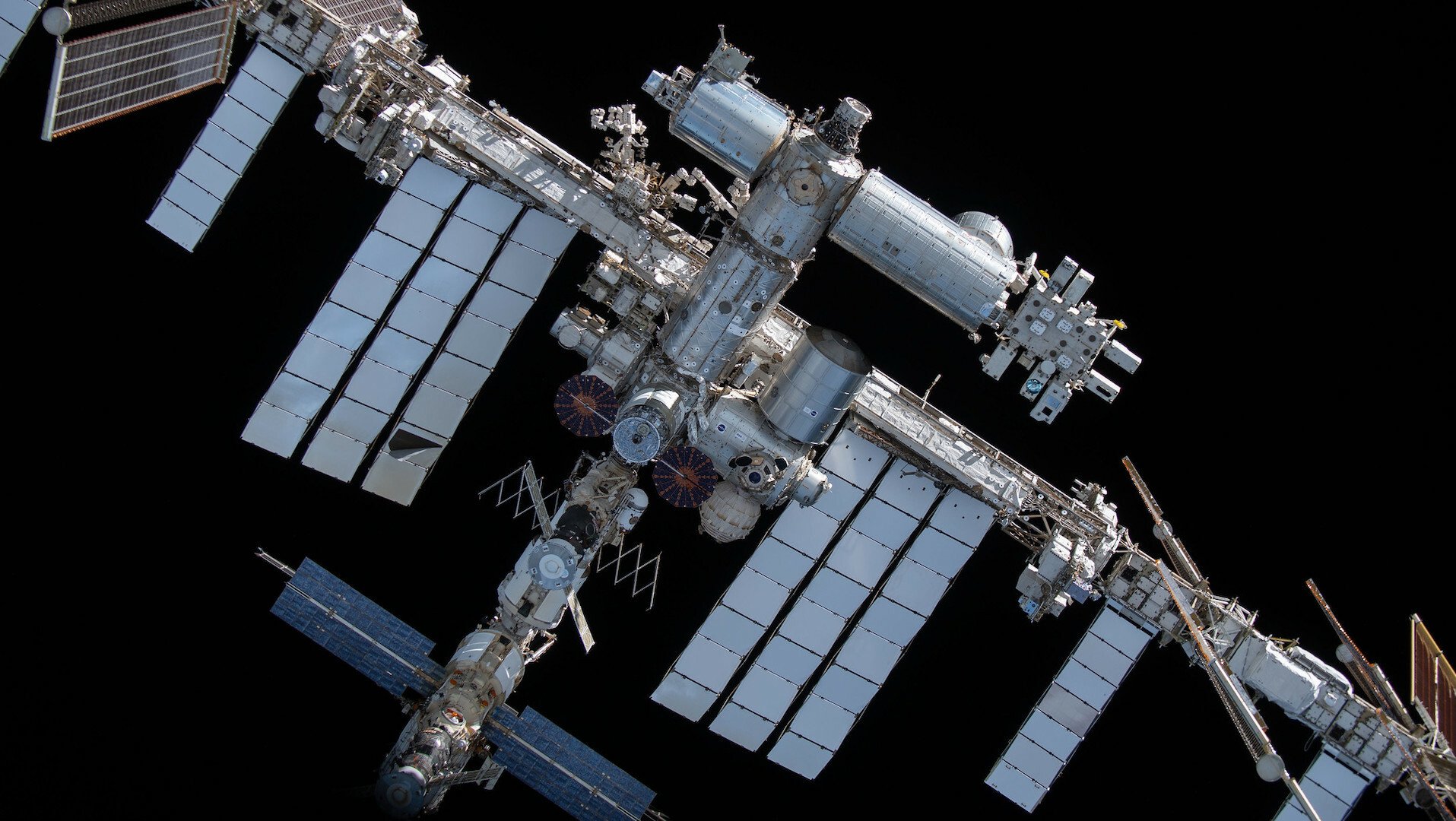The International Space Station, pictured from the SpaceX Crew Dragon Endeavour.