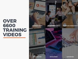 Text saying "over 6600 training videos" next to collage of professional skills