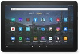 Fire tablet on home page with night sky background