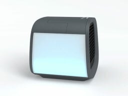 Dark grey and light blue air conditioner